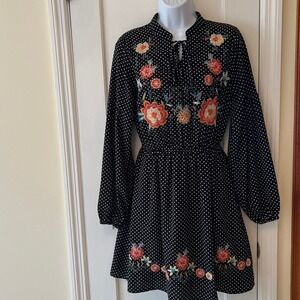 Savanna Jane Embroidered Floral Dress Polka Dot Women S Boho Country Cottage
